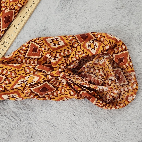 LAST QUEEN paris long sleeve dress abstract browns - Picture 12 of 15